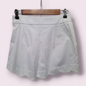 Women's White Scalloped Shorts